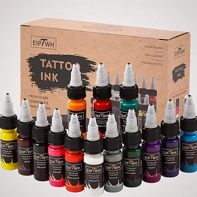 14 Colors Tattoo Ink Set,15ml 1/2oz Tattoo Ink Colors Set for Outlining&Shadi...