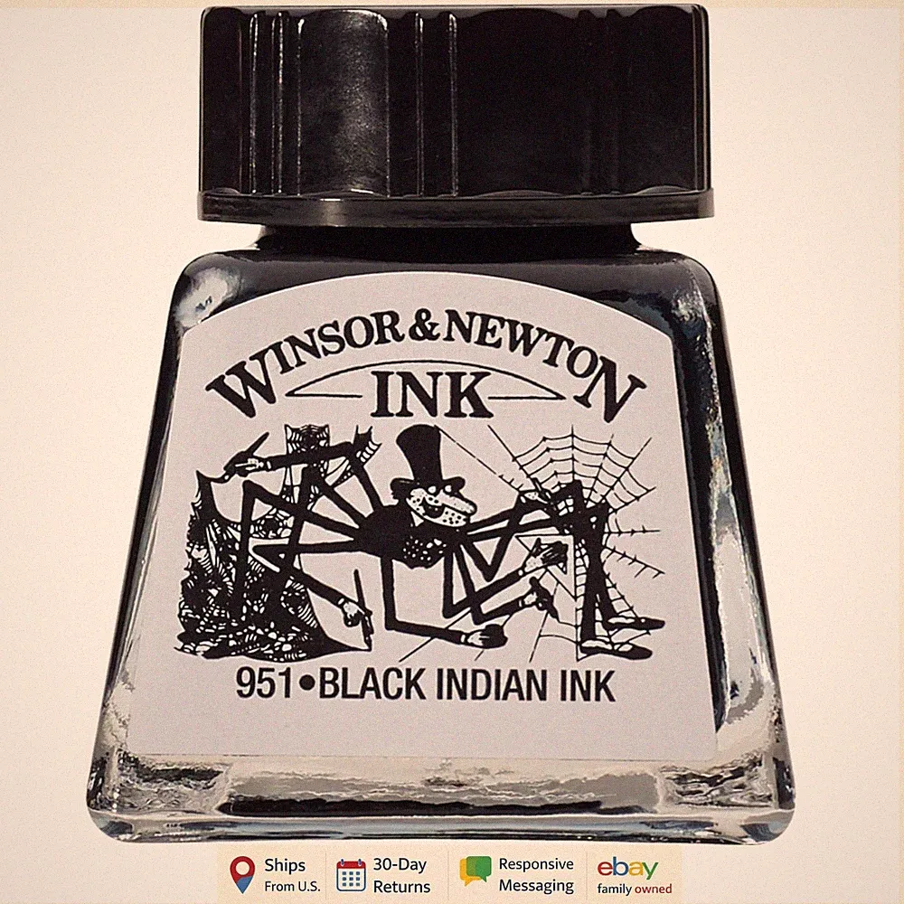 14ml Bottle of Black Drawing Ink, Suitable for Airbrush and Brush Techniques