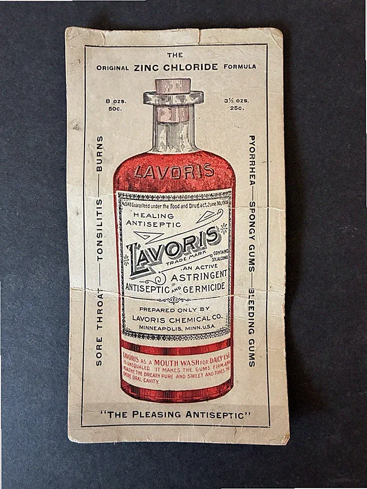 1920s Ink Blotter: Lavoris Antiseptic, Great Graphic of Old Cork Bottle