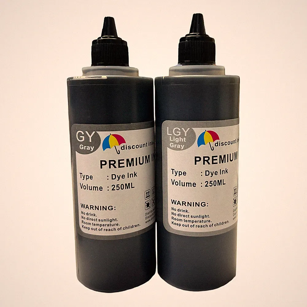 2x250ml Gray/Light Gray INK for Refill ink kit for all Canon printer cartridges