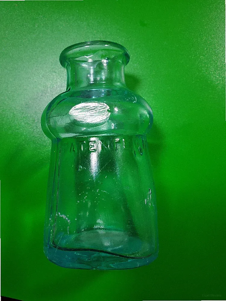 Antique Bixby’s Ink Bottle Aqua Glass Square Patent June 9 1896 New York