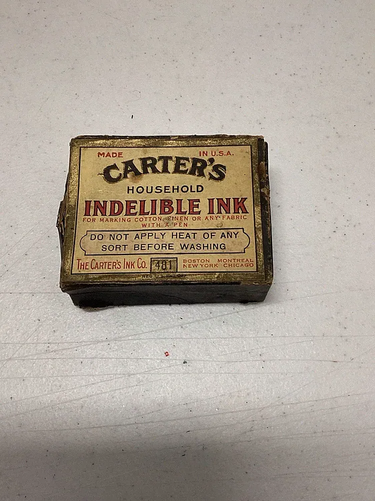 Antique CARTER's Indelible Household INK BOTTLE & BOX Set for Fountain Pen