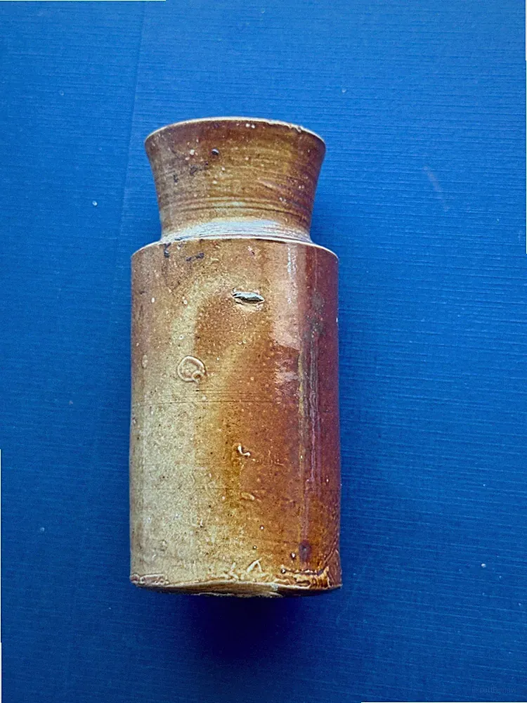 Antique Salt Glazed Stoneware Ink Bottle Brown English Pottery Bottle