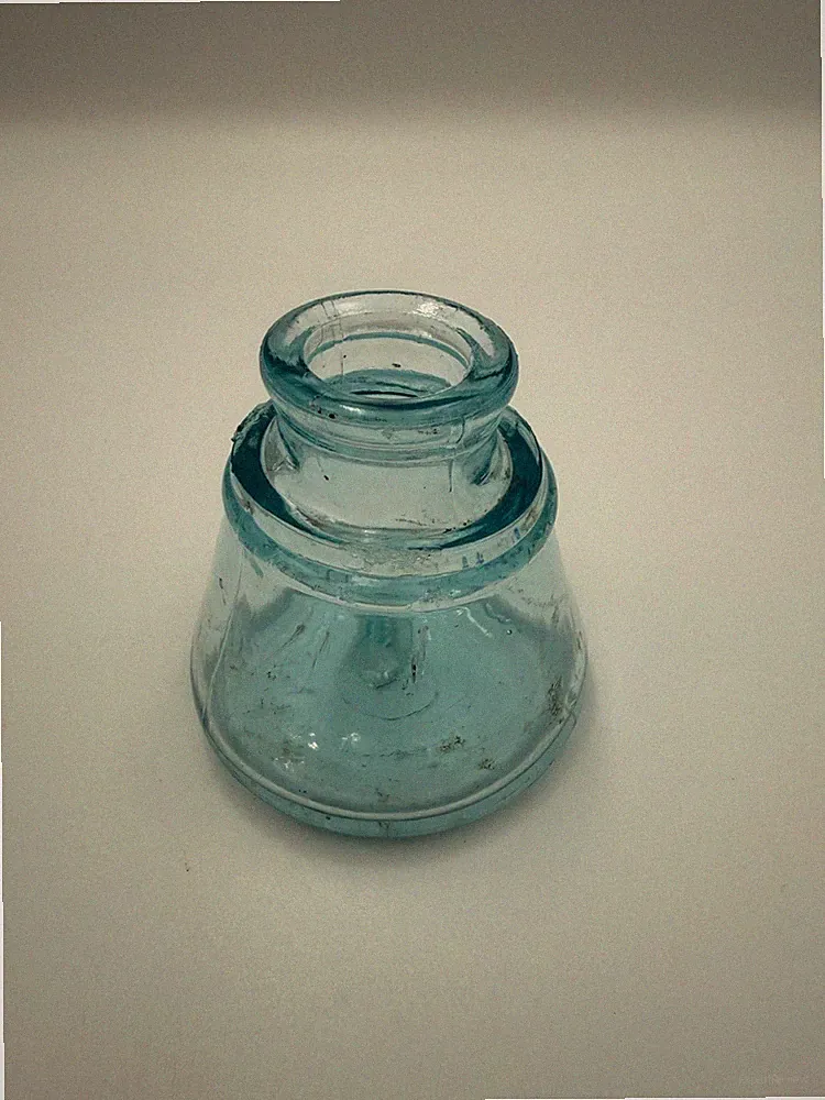 Antique Sanfords Cone Shape Ink Bottle, Aqua Blue Color
