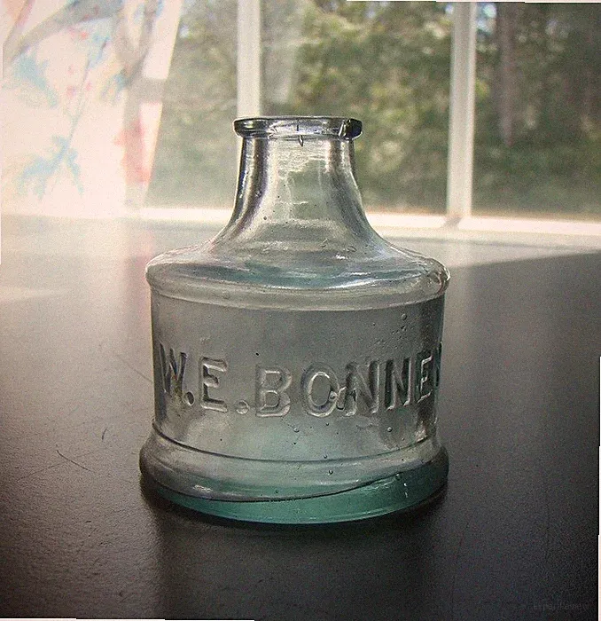 Antique W.E. BONNEY Early Spool Ink Bottle