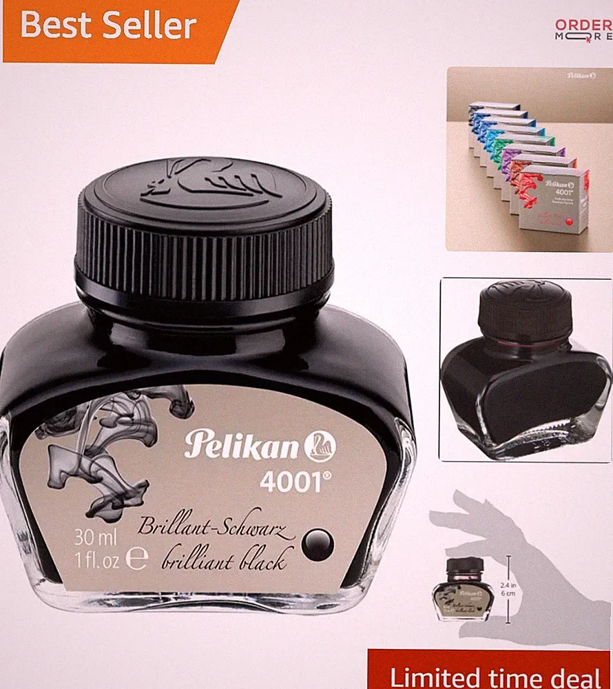 Bold Black 30ml Bottled Ink for Fountain Pens - Perfect Flow and Protection