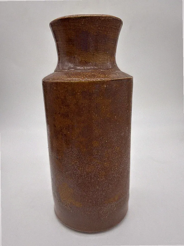 Brown Salt Glazed Stoneware Ink Bottle 1800 Antique Farmhouse Primitive England