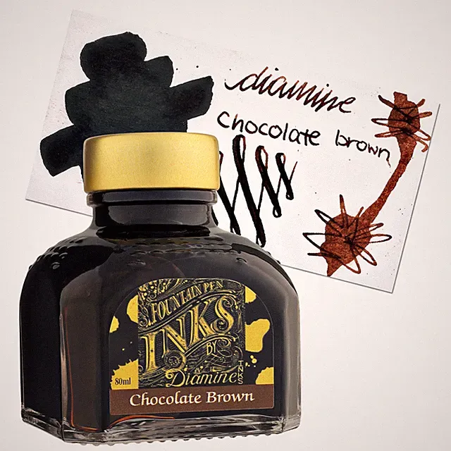 Diamine Chocolate Brown Bottled Ink For Fountain Pens New 80 ml DM-7057