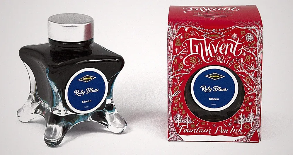 Diamine Inkvent Red Edition Sheen Bottled Ink in Ruby Blues - 50 mL - New in Box