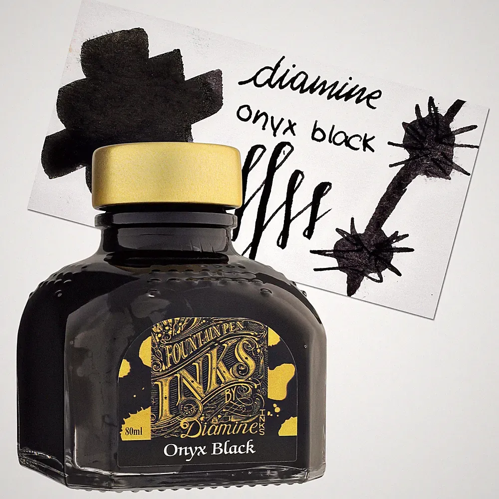 Diamine Onyx Black Bottled Ink For Fountain Pens New 80 ml DM-7053