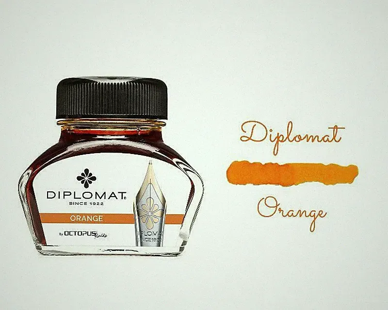 Diplomat Octopus Fountain Pen Ink Bottle, 30ml, Orange