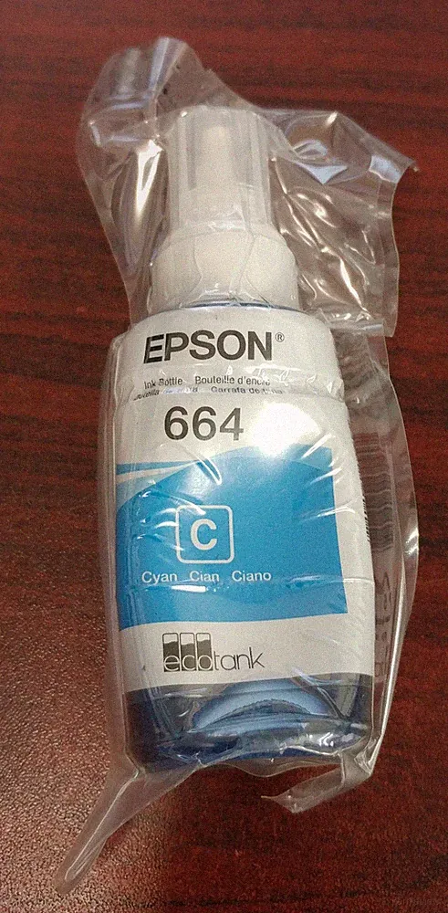 GENUINE NEW EPSON 664 ECOTANK CYAN INK BOTTLE 70ml DATE 2020