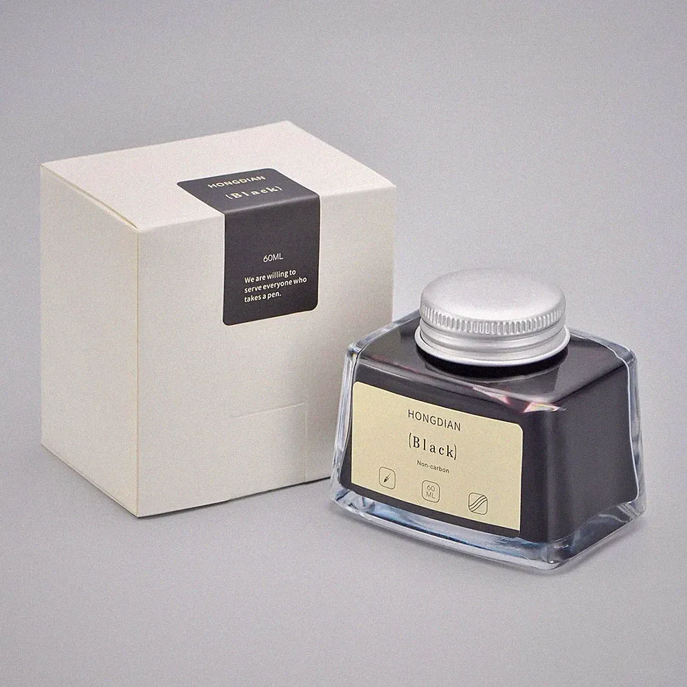 High-Quality Non-Carbon Black Ink, 60ml Glass Bottle for Fountain Pen Elegance