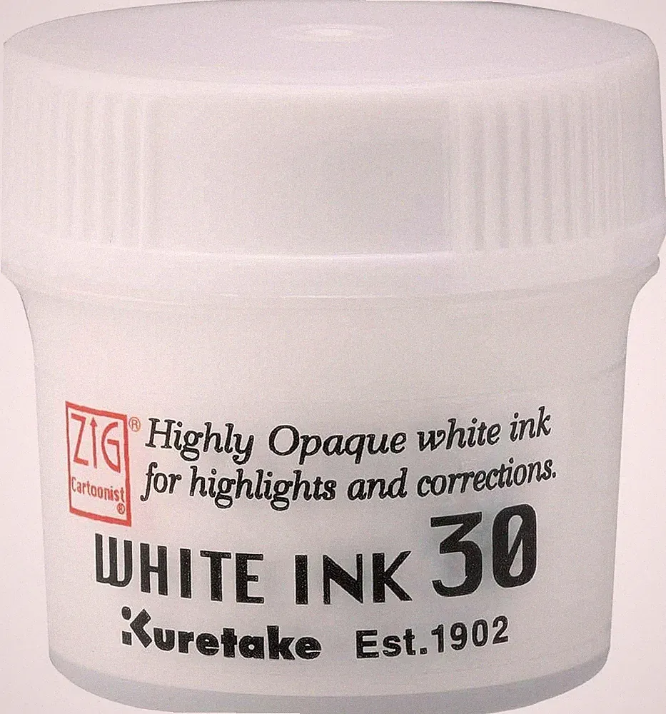 Kuretake ZIG Cartoonist White Ink 30Ml, for Dip Pen, Brush, Art supplies