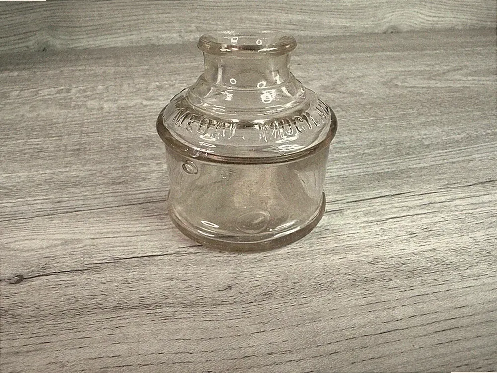 Le Pages Gold Medal Mucilage Shoulder 1890s Ink Shaped Glue Bottle Light Pink