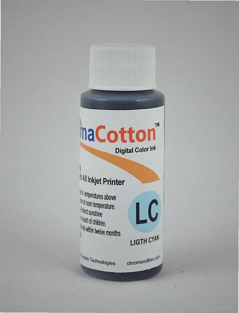 LIGHT CYAN COLOR INK REFILL BOTTLE FOR INKJET PRINTER PRINT COTTON T-SHIRT 60ml
