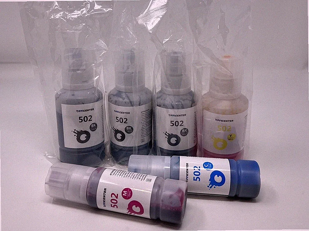 Lot of Officenter 502 Ink Bottle Black ( 140ml), Magenta (70ml), Cyan (70ml) Etc