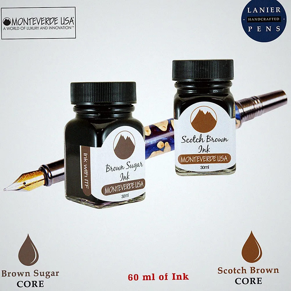 Monteverde 60ml Core Ink Bottle (30ml Brown Sugar, 30ml Scotch Brown)