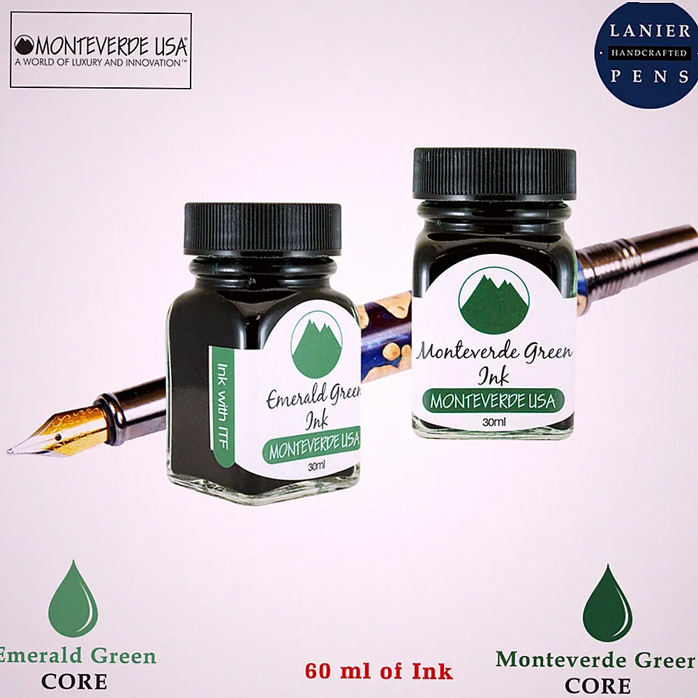 Monteverde 60ml Core Ink Bottle (30ml Emerald Green, 30ml Monteverde Green)