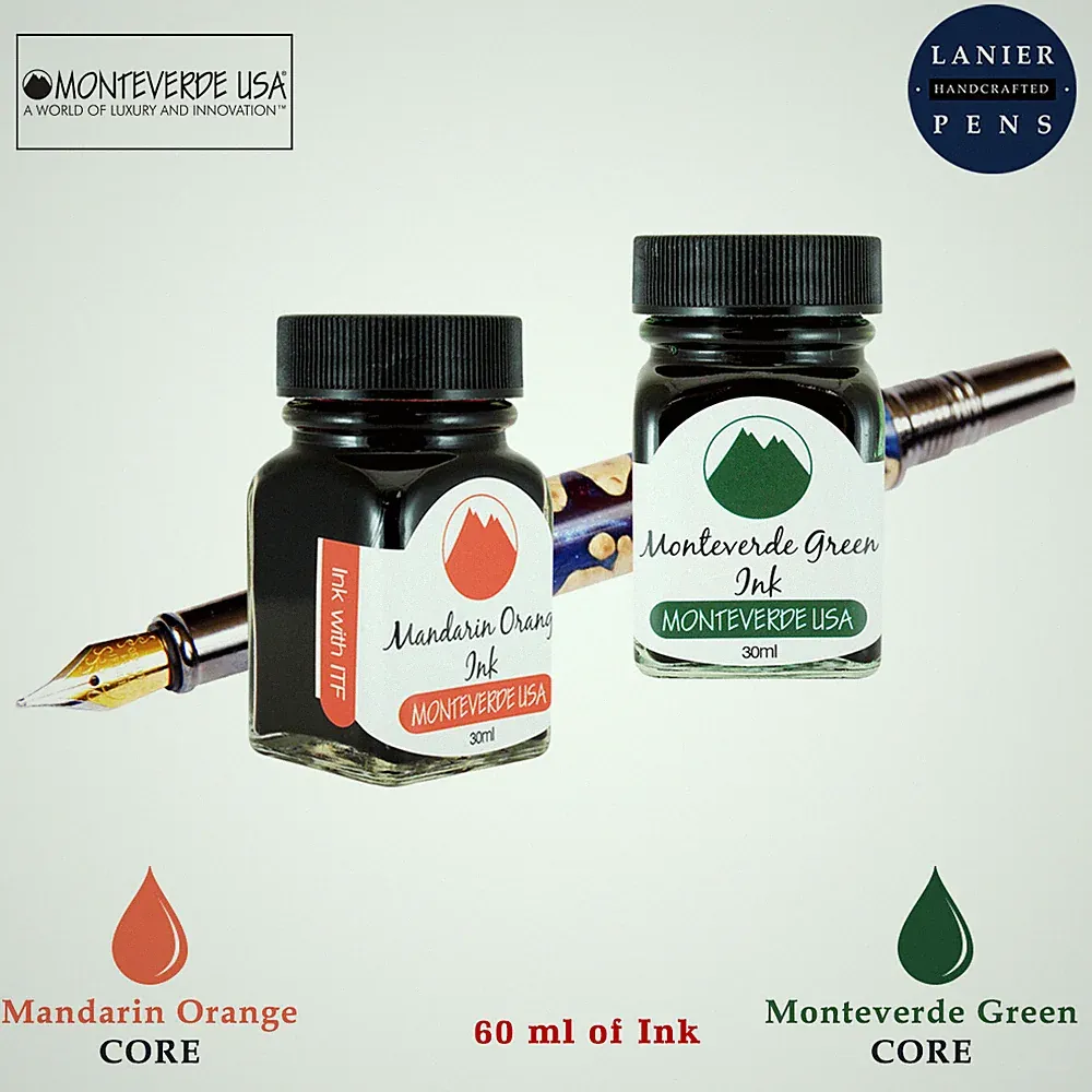 Monteverde 60ml Core Ink Bottle (30ml Mandarin Orange, 30ml Monteverde Green)