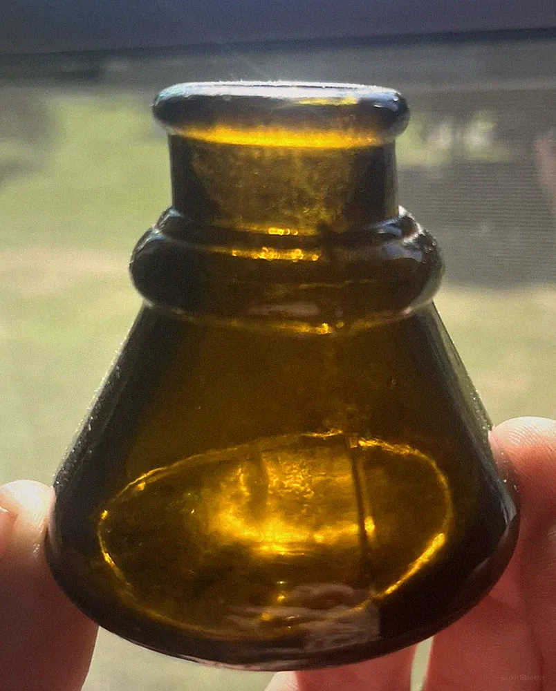 NICE DEEP YELLOW OLIVE COLORED CARTER'S 1897 CONE INK BOTTLE 1890'S ERA DUG L@@K