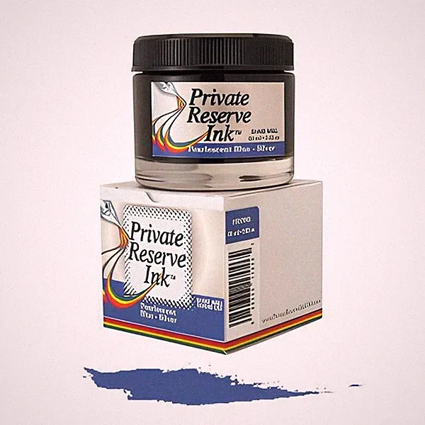 Private Reserve Fountain Pen Ink Bottle, 60ml, Pearlescent Blue-Silver