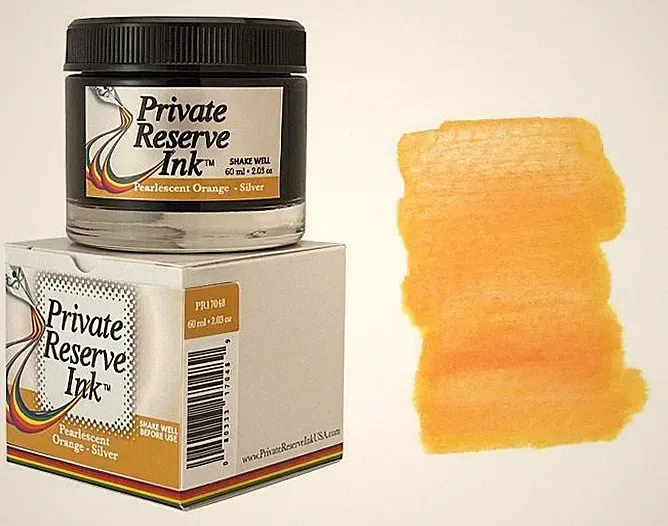 Private Reserve Pearlescent Fountain Pen Ink Bottle, Orange & Silver Shimmer
