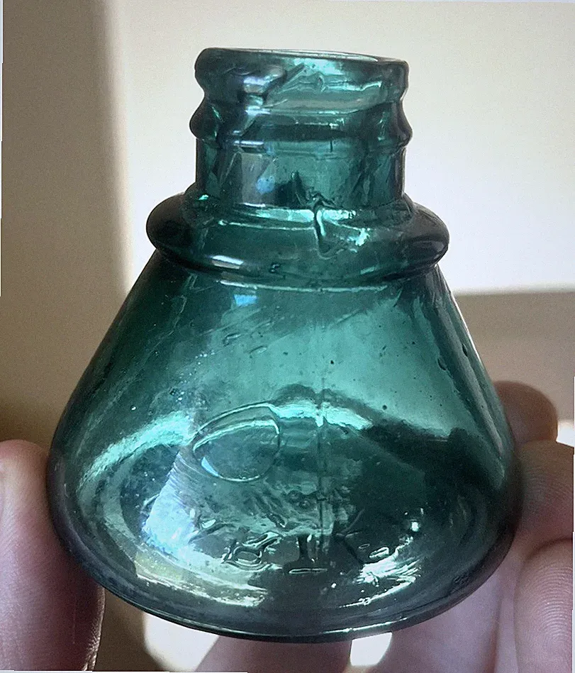 RARE DEEP TEAL COLORED CONE INK BOTTLE CARTER NO "S" 1880'S ERA CLEAN L@@K