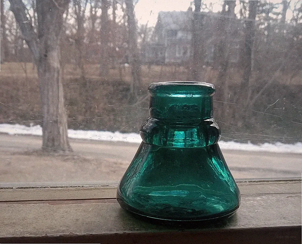 RARE MEDIUM TEAL BLUE CARTER'S 1897 MADE IN U.S.A EMB HAND BLOWN CONE INK BOTTLE