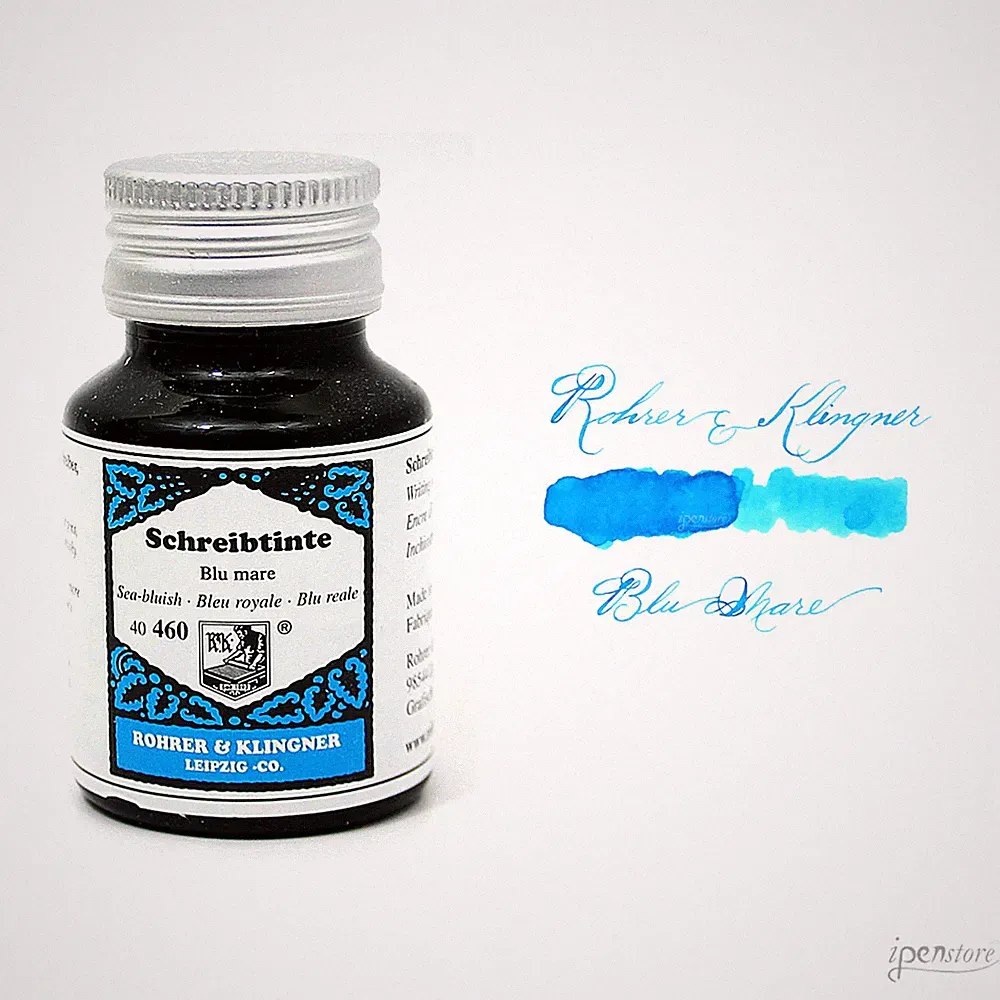 Rohrer & Klingner 50 ml Bottle Fountain Pen Ink, Blu Mare (Sea Blue)