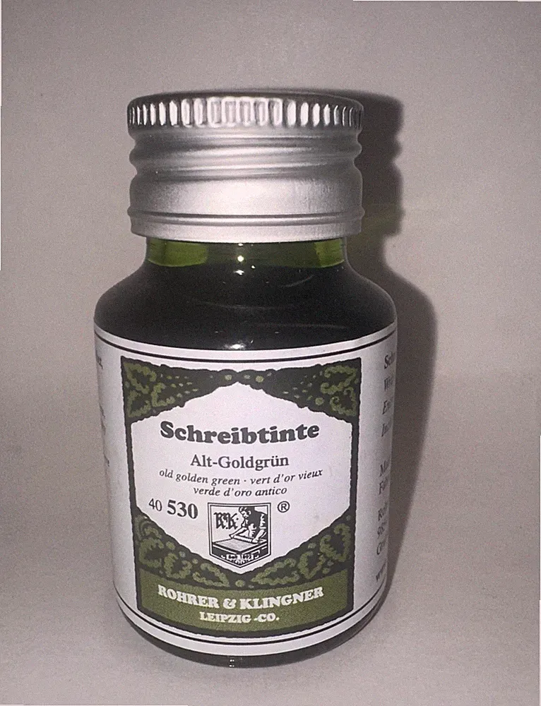 Rohrer & Klingner Bottled Fountain Pen Ink - Old Golden Green (50mL) Germany