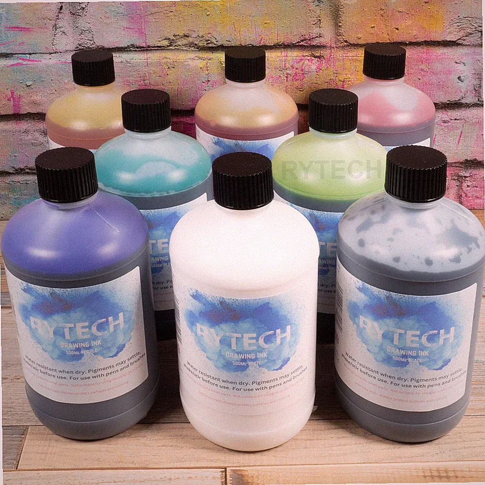 Rytech 500ml Drawing Ink Bottle Choose From 8 Colours Calligraphy Writing Artist
