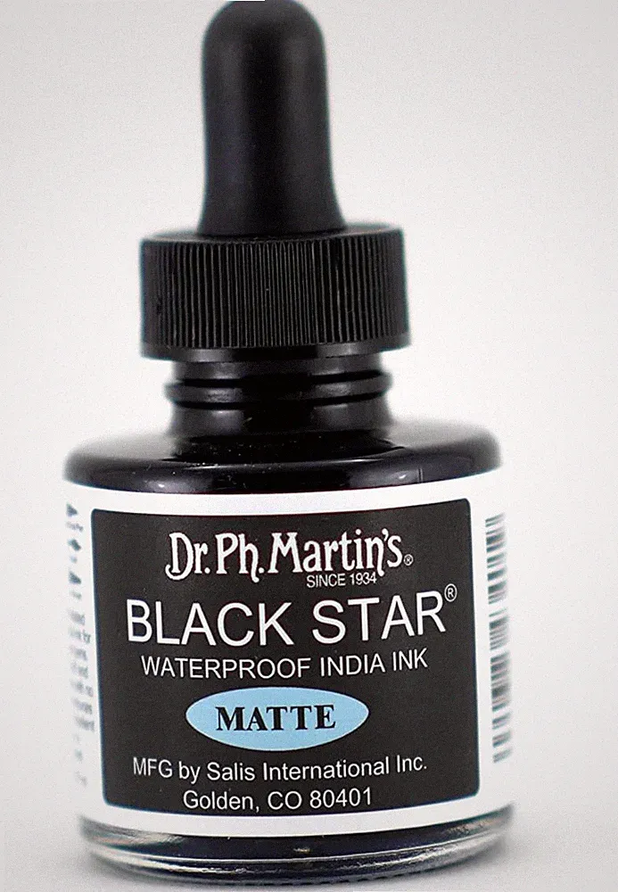 Star India Ink Bottle, 1.0 oz, Matte Black