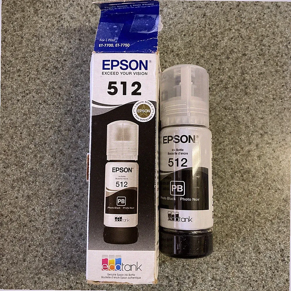 Used Epson 512 Photo Black Ink Bottle