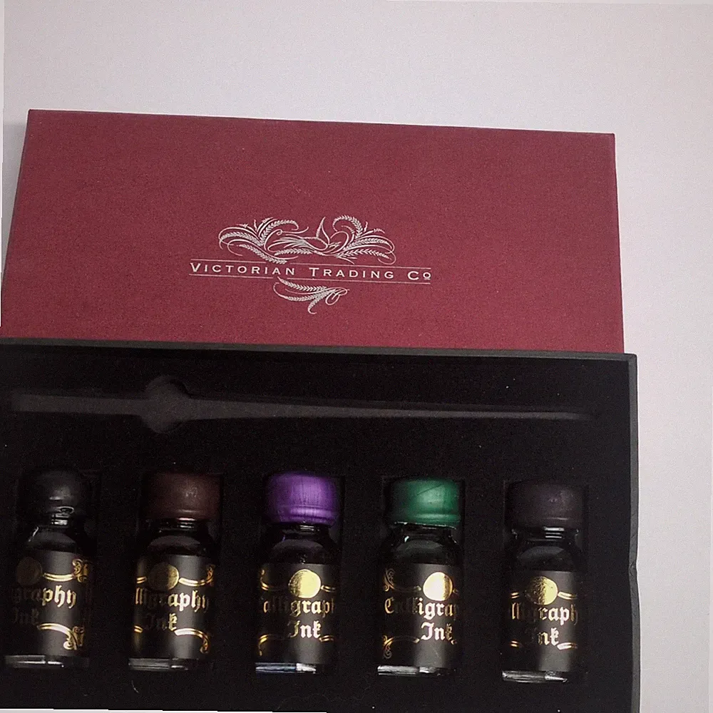 Victorian Trading Co Calligraphy Ink Bottle Set, Presentation Box