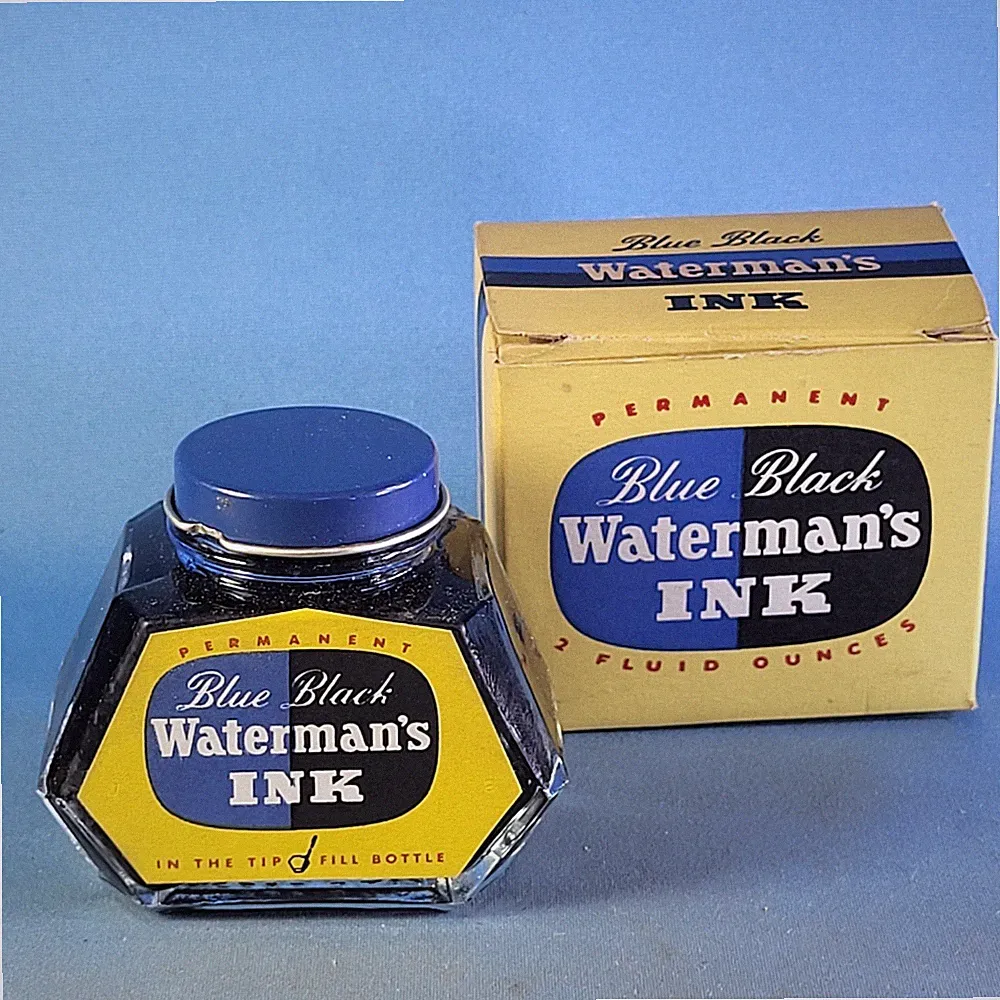 VINTAGE FULL WATERMAN'S INK BOTTLE IN ORIGINAL BOX New