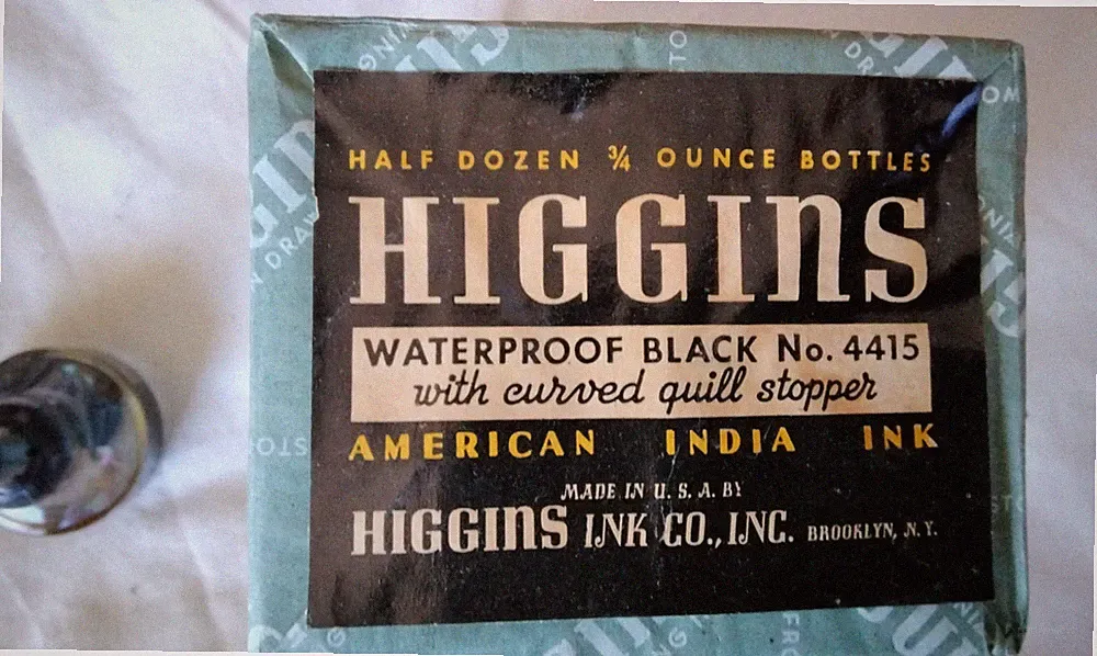 Vintage Higgins Ink Bottles-- "Collection purpose only" New in Box -6 pack