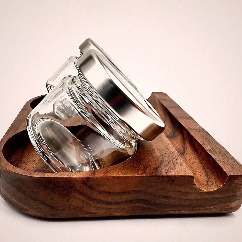 Wooden Tilting Calligraphy Pen Holder with 2 Glass Ink Bottle Container, Call...