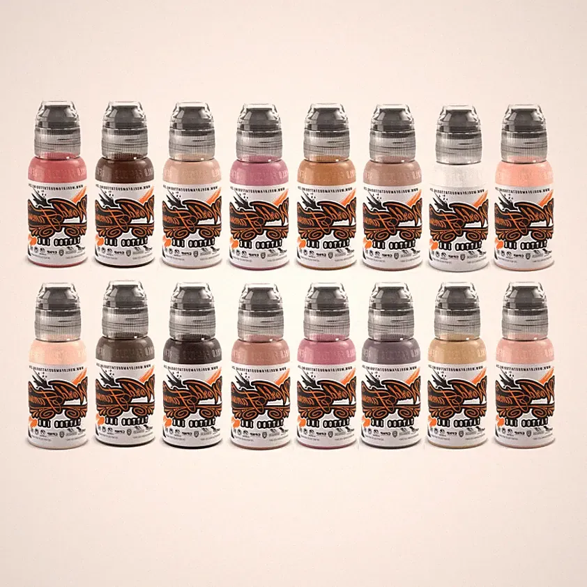 World Famous Tattoo Ink Pink Ribbon Set 1oz Boxed Set Kit 16 Bottle
